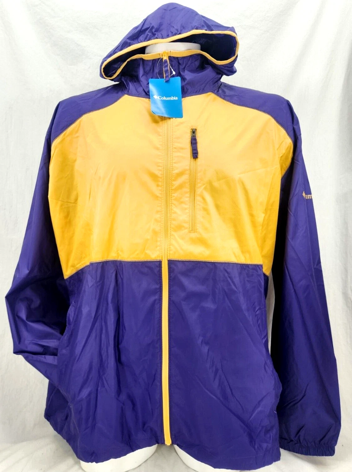 Columbia Flash Forward lightweight Windbreaker Purple Yellow Jacket Men's XXL