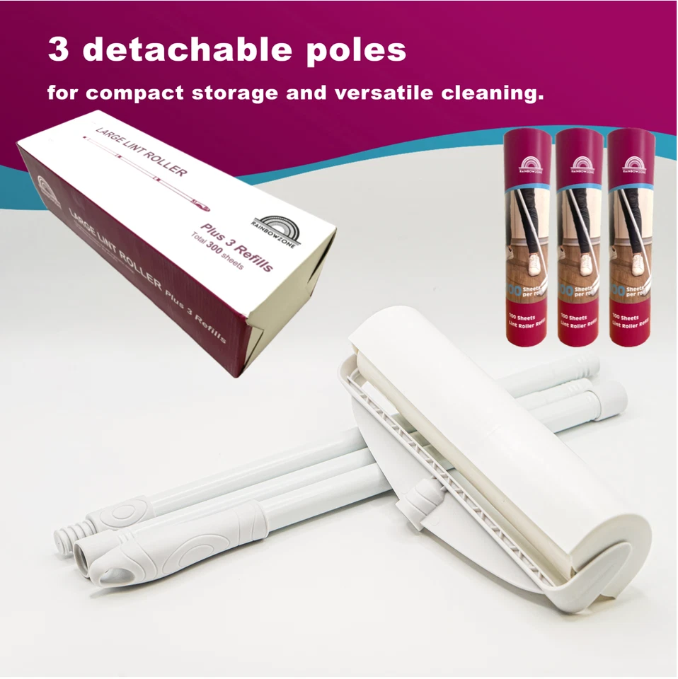 Sticky Lint Roller + 300 Sheets/ 600 Sheets  for Pet Hair Removal Floor Roller - Image 2 of 4