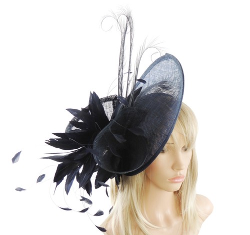 Navy Blue Fascinator Hat For Weddings 