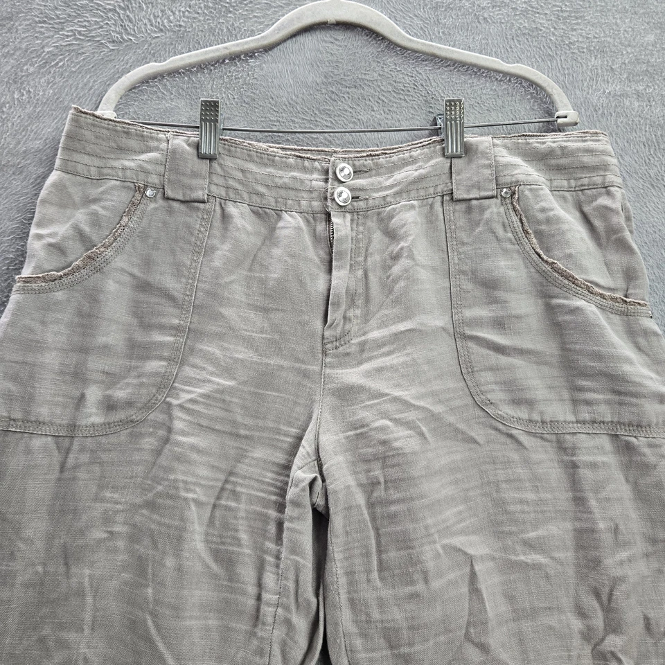VINTAGE INC International Concepts Women Pants 14 Gray Beige Linen Wide Leg - Image 3 of 4