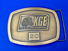 KGE Kansas General Electric Company Brass Tone Commemorative Belt Buckle