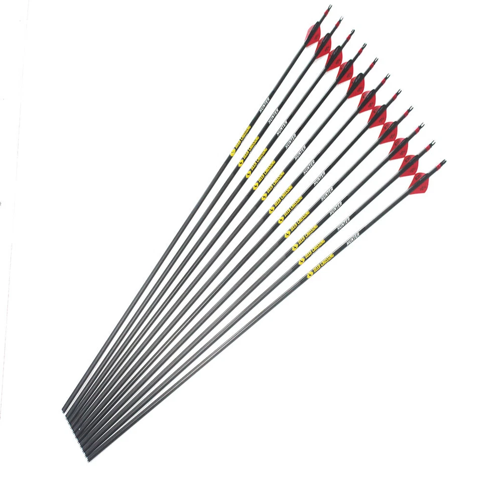 12pcs carbon arrows spine300 340 400 500 600 ID6.2mm arrow shafts 2"plastic vane - Image 3 of 4