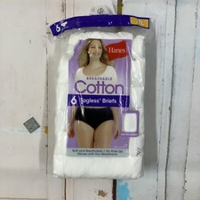 Hanes Women's No Ride up Cotton Briefs Pack of 6 White Size 7/L