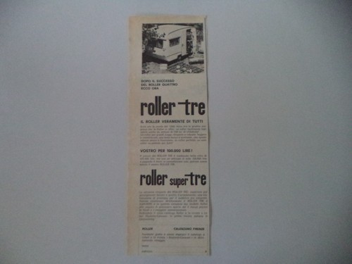 advertising Pubblicità 1968 ROULOTTE CARAVAN ROLLER TRE