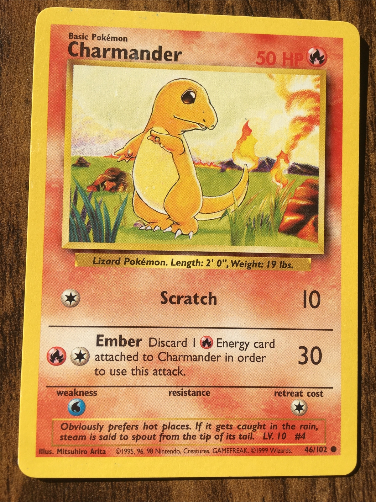 Shadowless Charmander 46/102 Base Set 1999 WOTC Vintage Pokemon Card NM