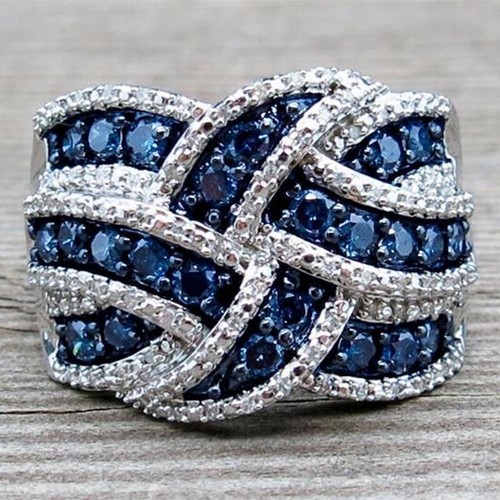 Gorgeous Cubic Zircon 925 Silver Plated Ring Women Wedding Party Jewelry Sz 6-10