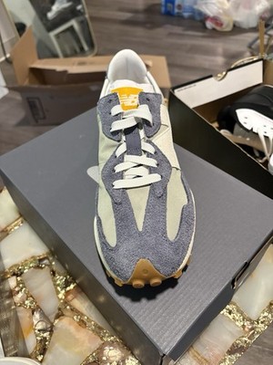 New Balance 327 Gray White Beige Suede Mesh Lace-Up Men's Athletic Sneakers