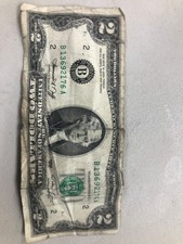 1976 $2 DOLLAR BILL LEGAL TENDER UNITED STATES OF AMERICA