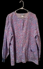 Women's SB Scrubs Lavender Butterfly Floral Long Sleeve Medical Scrub Jacket XL