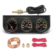 52mm 3in1 Tripple-Gauge Set Oil Pressure,Water Temp,Voltmeter for Car Auto Truck