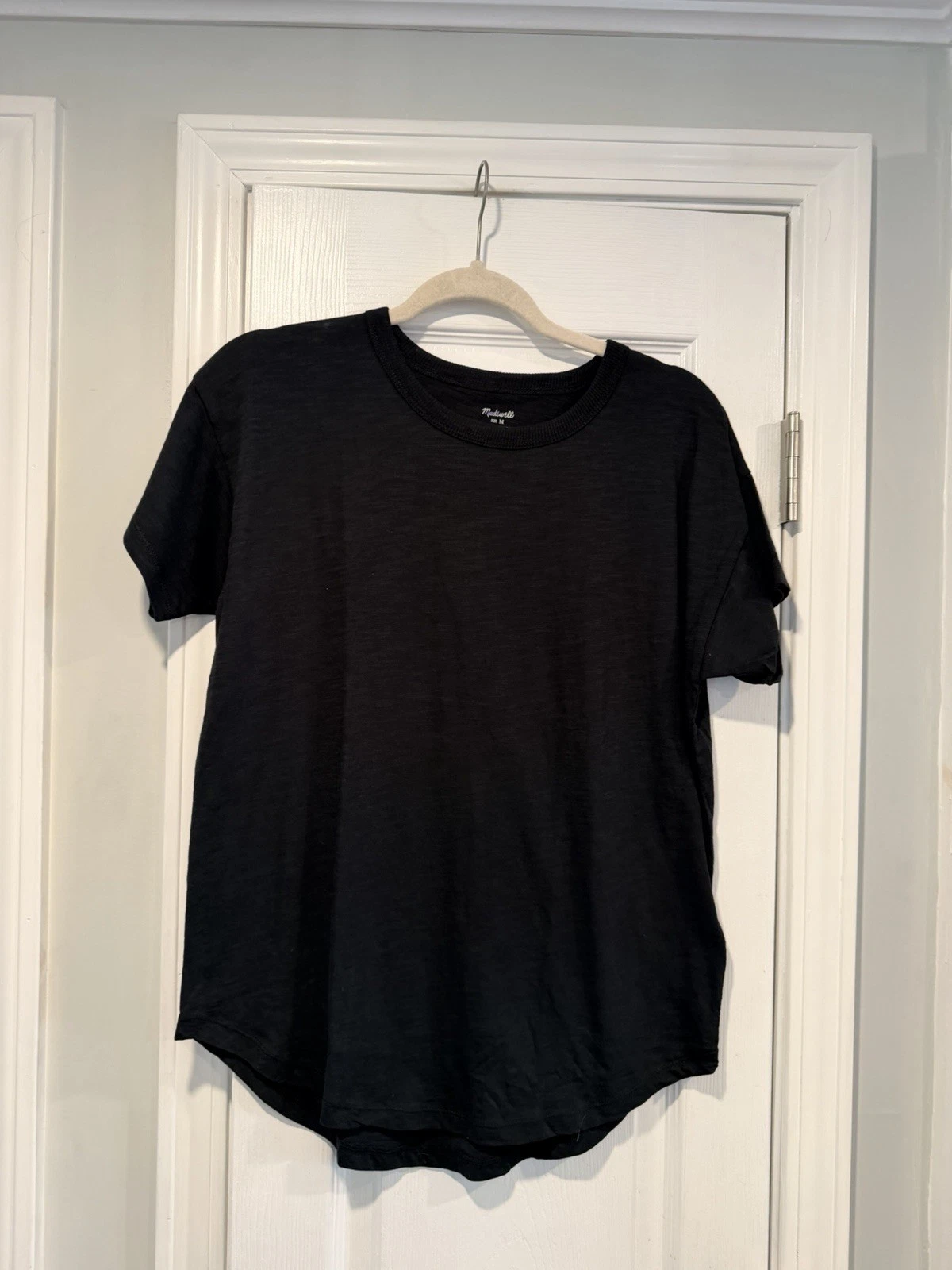 NWOT Madewell Size M Black Slub Cotton Ribbed Crew Neck Short Sleeve Tee