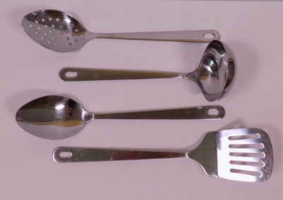 Wolfgang Puck's Cafe Collection Stainless Steel - 2 Spoons, Spatula, Ladle