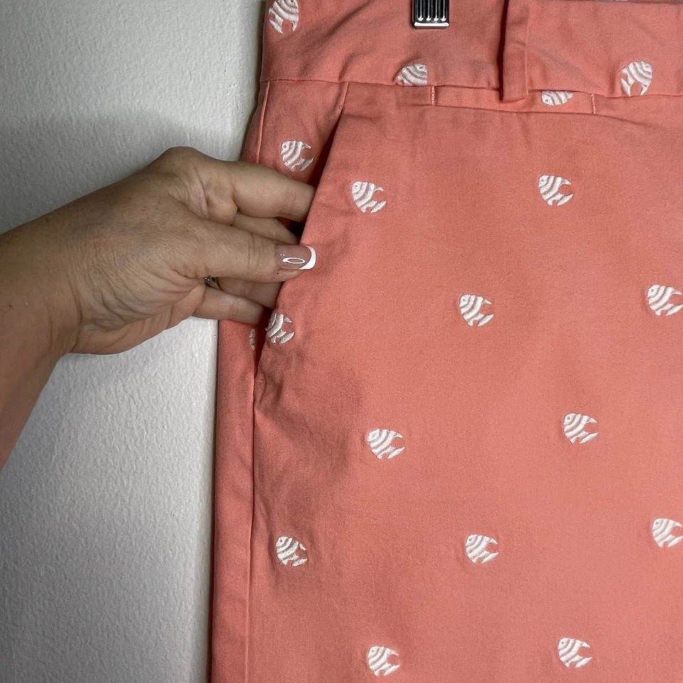 Pantalones Cortos Talbots Mujeres Algodón Spandex ResortWear Vacaciones Playa Bordados Peces 14 Foto 4 de 4