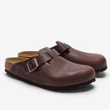 Birkenstock Boston Habana Oiled Leather Soft Footbed Unisex Clogs Casual Shoes