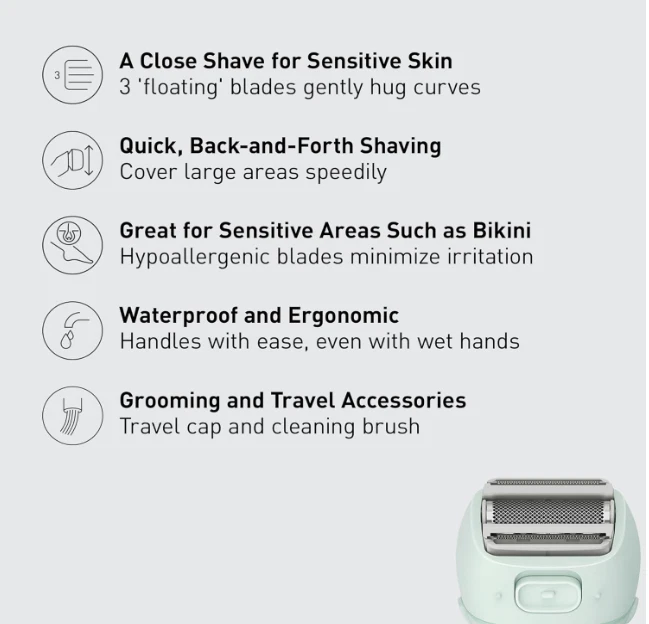 Panasonic Electric Shaver for Women, Cordless 4-Blade Shaver, Bikini attachment - Image 2 of 4