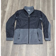 Columbia Youth Large Fleece Jacket Black Gray Full Zip Boys Outdoor