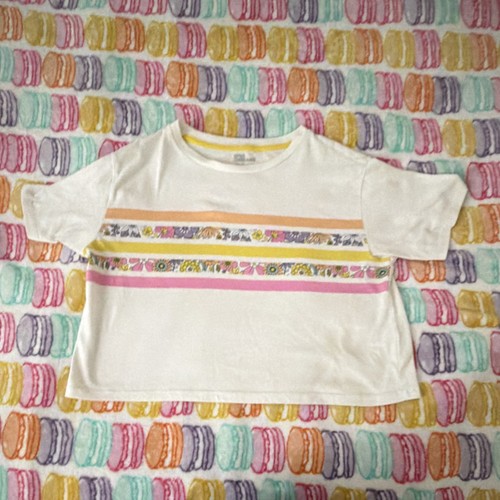 Epic Threads Girls XL Cropped Striped Floral T-Shirt White Multicolor