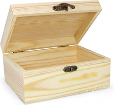 Unfinished Wooden Box With Hinged Lid 6.7"x5.1"x3.1" Small Unpainted Wood Box
