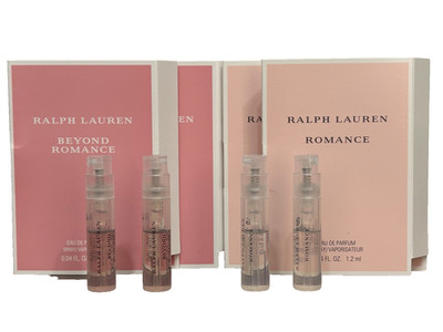 4pc 2 BEYOND ROMANCE & 2 ROMACNE RALPH LAUREN 0.04oz 1.2ml ea EDP Spray Samples