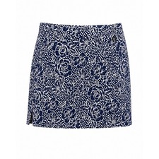 Rafaella Comfort Navy White Floral Polka Dot Golf Skirt Shorts Size Medium