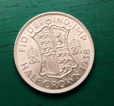 1938 George VI Half Crown Scarce Coin #4372