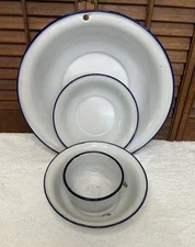 Vintage KER Enamelware SWEDEN Wash basin and bowls