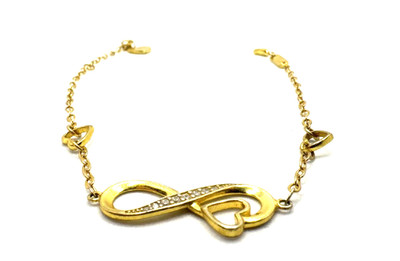 925 SILBER ARMBAND GOLDFARBEN ANKERKETTE HERZ INFINITY °22 CM°  SCHMUCK VINTAGE