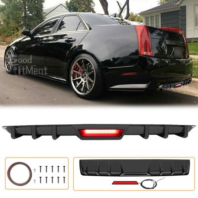 For Cadillac CTS XTS ATS CT4 CT5 Glossy Rear Bumper Diffuser Lip w/ Break Light