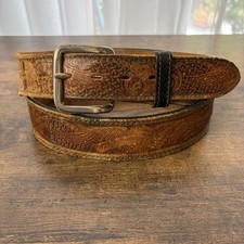Brown Tooled Full Grain Leather USA Basketweave Eagle Western Belt Men Size 38