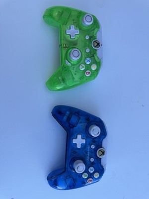 2- Afterglow Xbox One Wired Controller - Transparent 048-012 Blue And Green