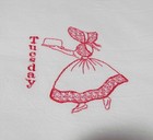 Embroidered Day of the Week Tea Dish Towels Pinafore Bonnet Girl 7 pcs. — photo 4