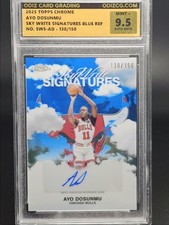 AYO DOSUNMU 2025-26 TOPPS CHROME SKY WRITE BLUE REFRACTOR AUTO /150 OCG 9.5