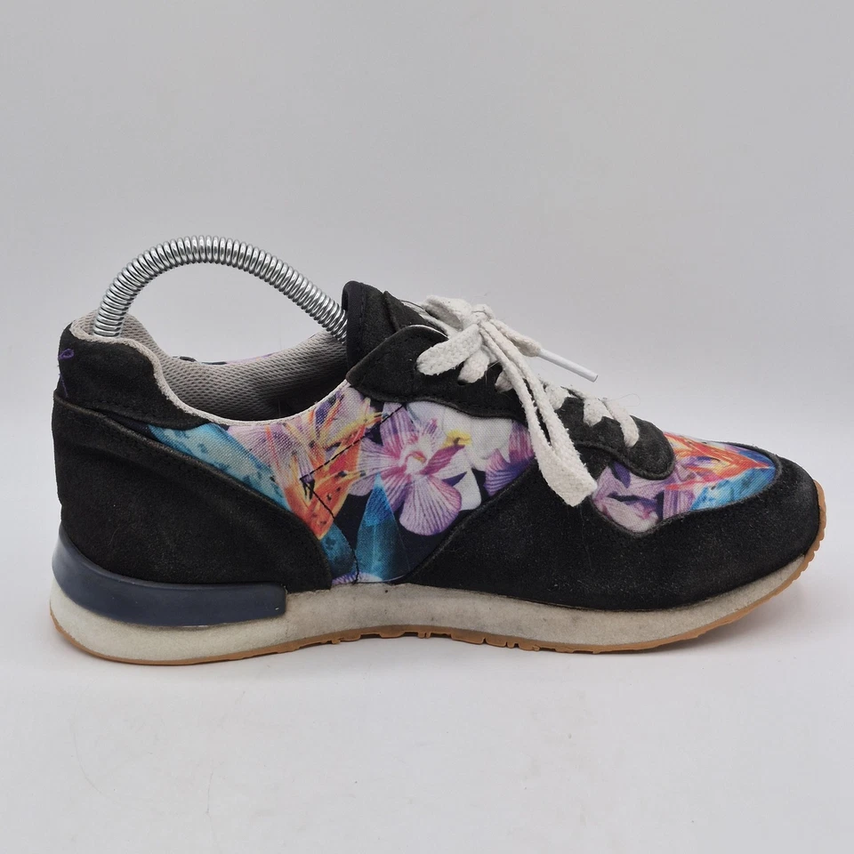 Zapatos para correr Inkkas para mujer talla 7 negros gamuza estampado floral con cordones Foto 2 de 4
