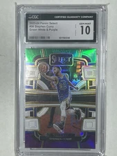 Stephen Curry 2023 Panini Select Concourse Green White & Purple Prizm #56 CGC 10