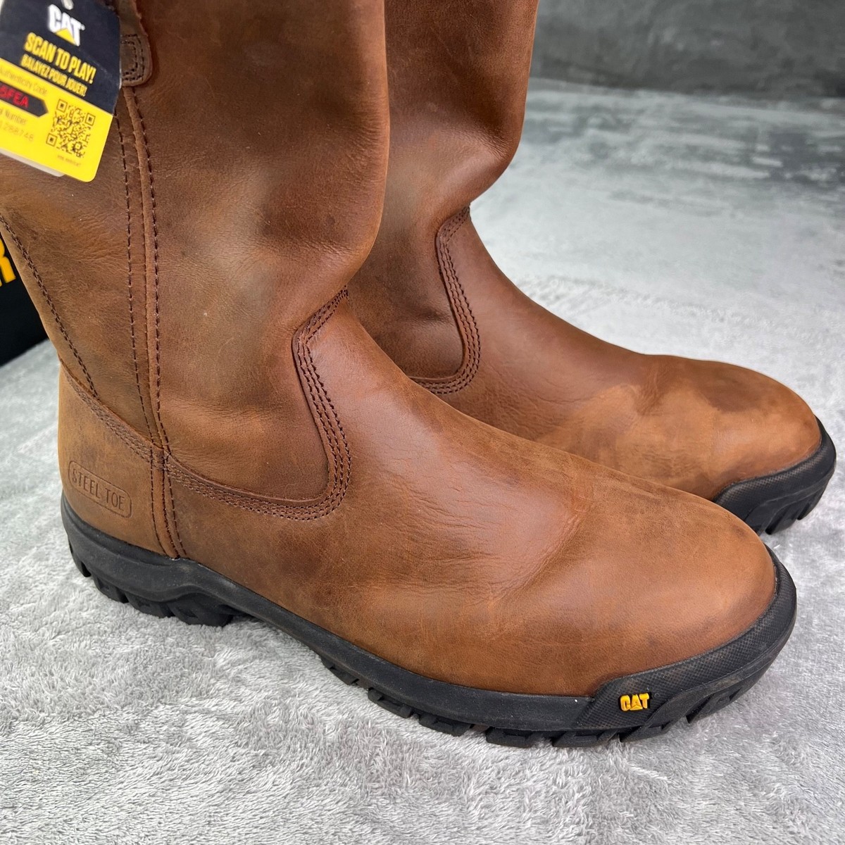 Caterpillar Work Boots Mens 7 Summer Brown Drawbar Pull-On Steel Toe New‎ Amazon.com | Cat Footwear Men main image 4