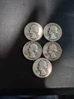 Silver Washington Quarters 5 different dates 1943 thru 1953  90% Silver