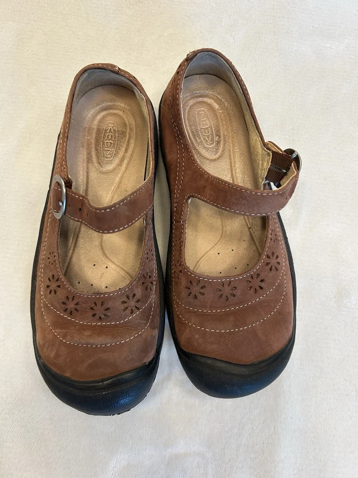 Tsubasa.Y Vintage KEEN Marrón Tallado Mary Jane Calistoga Cuero Zapatos Talla 7 Foto 3 de 4