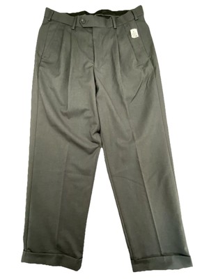 New Van Heusen Pleated Dress Pants Mens Size 34X29 Gray Cuffed Dad