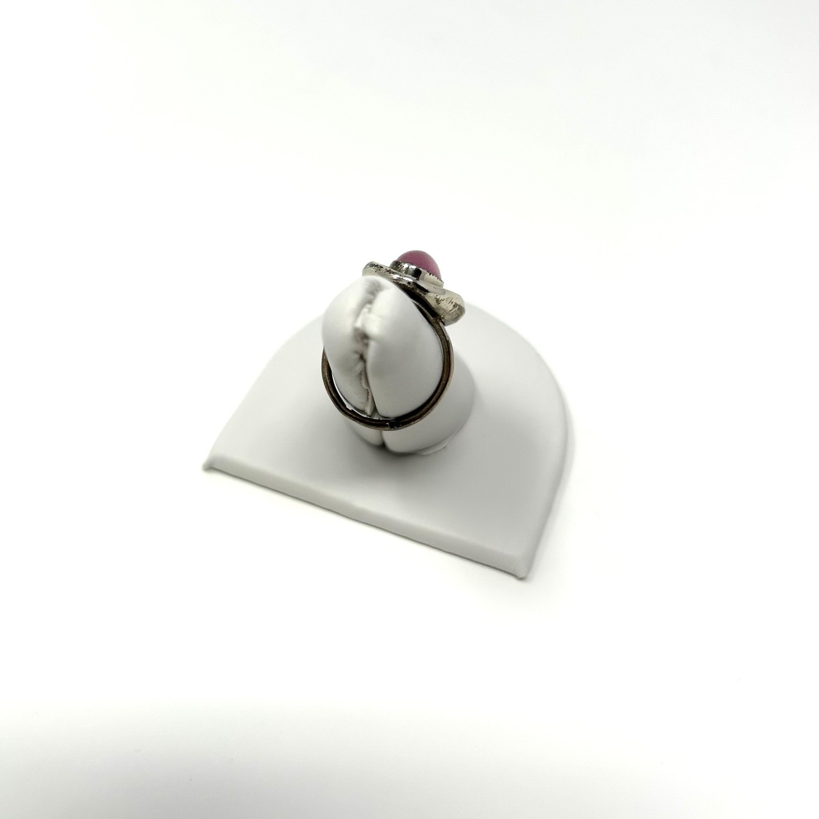 Oval Pink Stone Statement Ring Adjustable Silver … - image 4