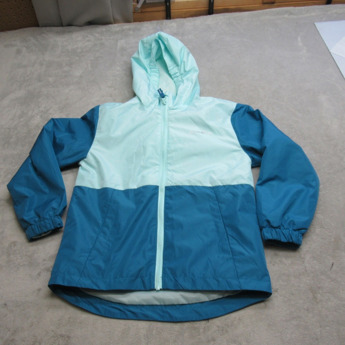 Eddie Bauer Jacket Kids Small 7/8 Blue Colorblock Lightweight