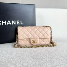 Auth Chanel Classic Flap Shoulder Bag Light Pink Leather Gold Hardware