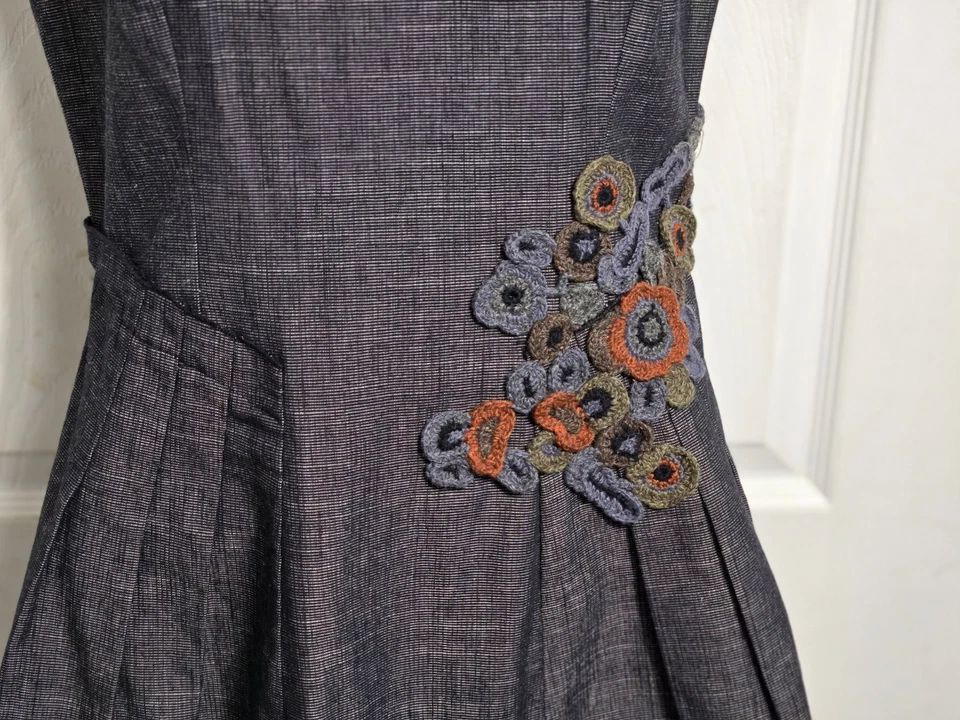 Anthropologie Tabitha Ferrous Loopy Crochet Roses Pleated Sheath Dress Size 4 #4 - Image 2 of 4