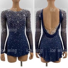 Ice Figure Skating Dress Rhythmic Gymnastics Twirling Competition blue