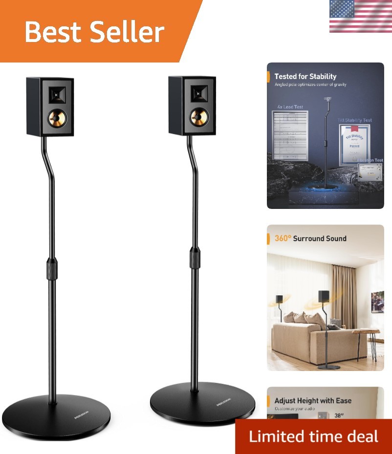 Surround Sound Speaker Stands, Adjustable 28-38'', Tested fo