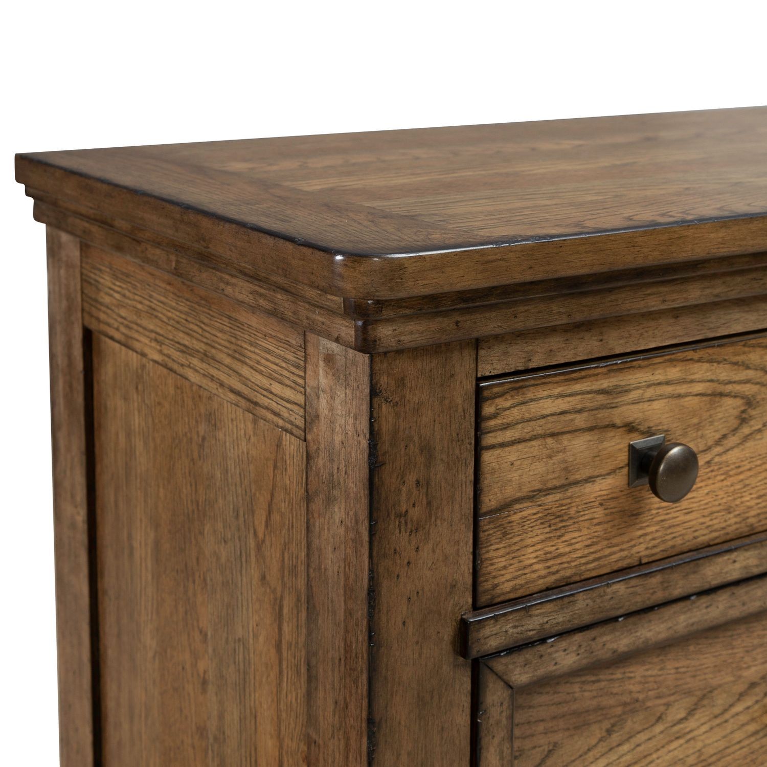 Liberty Furniture Carolina Park Queen Panel Bed Dresser & Mirror Chest - Brown