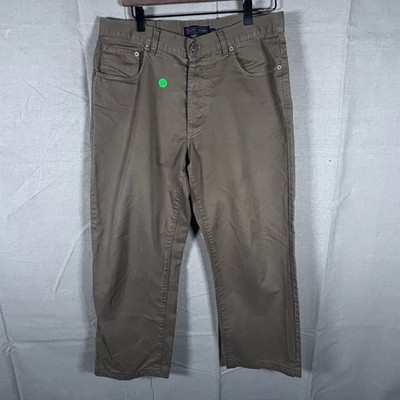 Massimo Dutti Sport Mens Brown Cotton Straight Leg Chino Pants 5 Pocket Casual