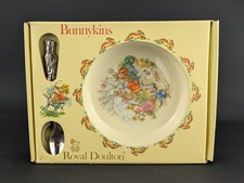 Royal Doulton Bunnykins Nursery Set Bowl Apple Picking with Spoon 1984