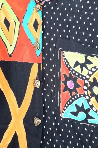Carole Little Patchwork Shirt 4 Abstract Button Up Boho Artsy 90s Indie Vintage - Picture 8 of 10