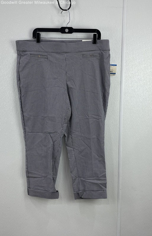 Anne Klein Women's Navy Blue Gingham Patterned Pants Size XL