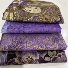 Cotton Quilting Fabric Bundle Purple Gold Coordinating Kaufman Lot of 4 Pieces